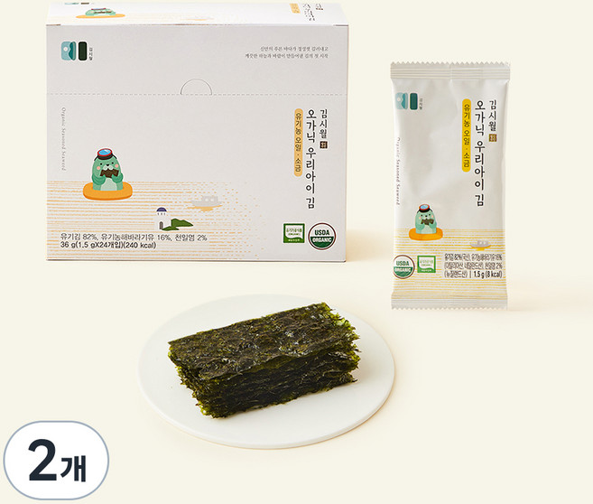 김시월 유기가공식품 인증 오가닉 오일 소금 우리 아이 조미김, 1.5g, 24개입, 2개