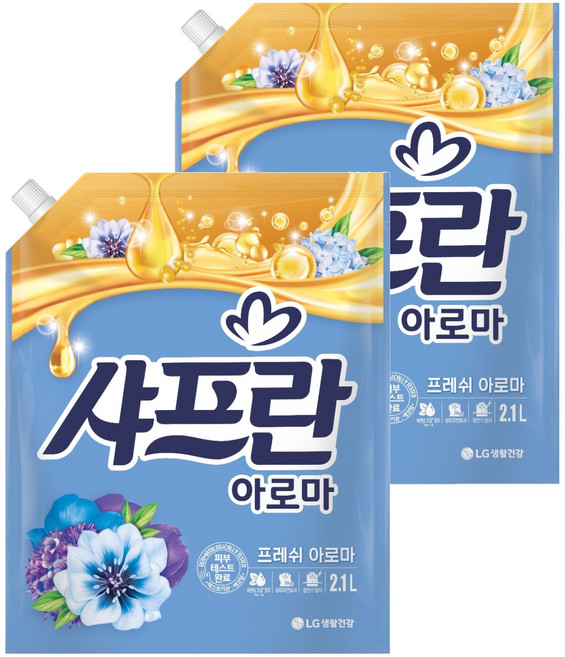 샤프란 섬유유연제 프레쉬 아로마 리필, 2.1L, 2개