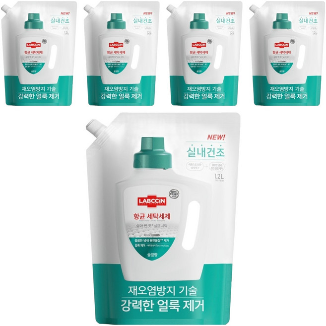 랩신 항균 세탁세제 솔잎향 리필, 1.2L, 5개
