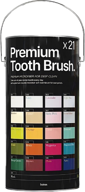 hetras. 彩色超細彈力刷毛牙刷, 1盒, 21支