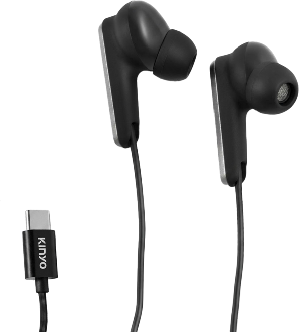Kinyo Wired 耳道式 耳機 Type-C 立體聲 線控 收納包 黑色 ICEM-881B