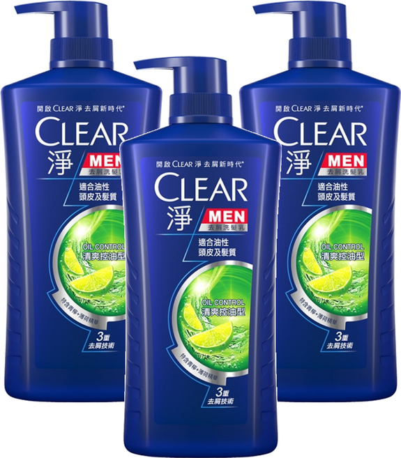 CLEAR 淨 去屑洗髮乳 清爽控油型, 1.2kg, 3瓶