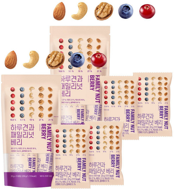 하루견과 패밀리넛 베리 10p, 200g, 2개