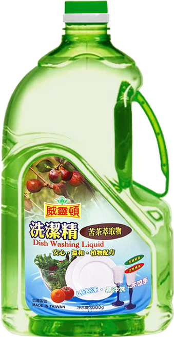 威靈頓 苦茶萃取物洗潔精, 3kg, 1桶