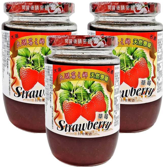 大倫食品 大湖莓之鄉 草莓醬, 450g, 3罐