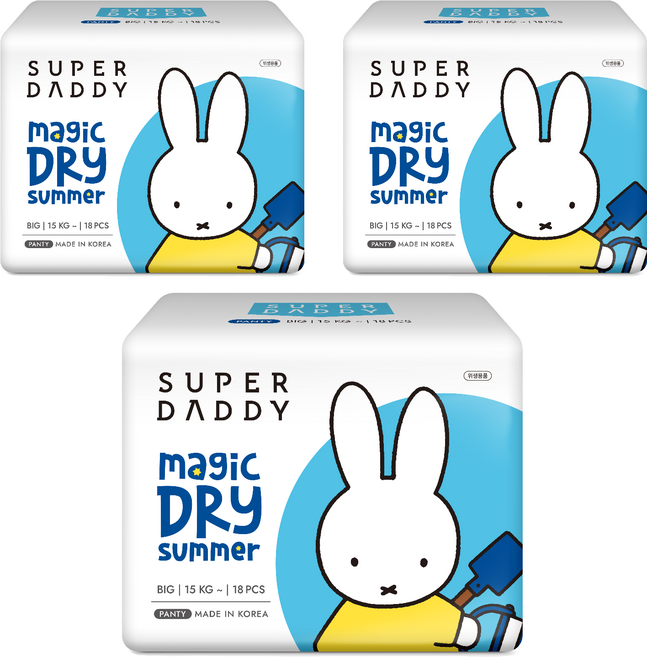 슈퍼대디 썸머 매직드라이 팬티형 기저귀 남여공용, 빅형(Big), 54매