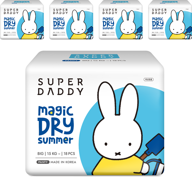 슈퍼대디 썸머 매직드라이 팬티형 기저귀 남여공용, 빅형(Big), 90매