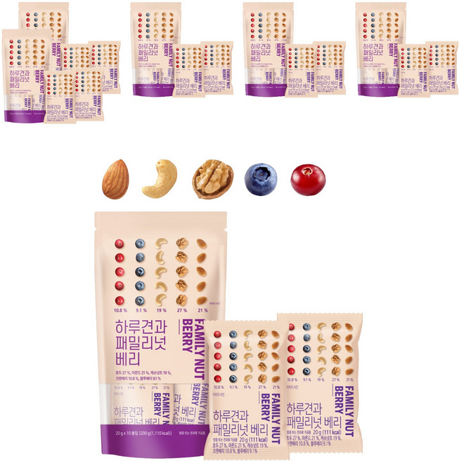 하루견과 패밀리넛 베리 10p, 200g, 6개