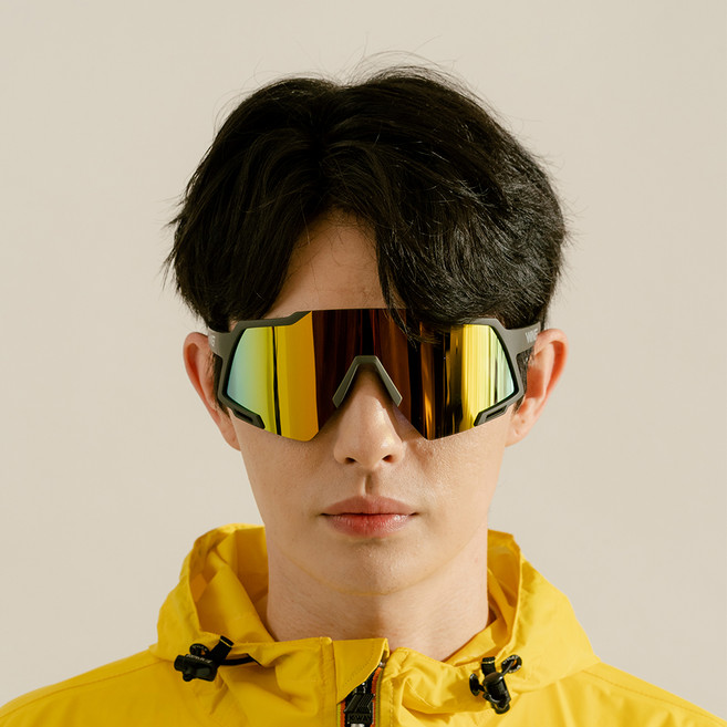 WING 알리 선글라스, Darkgrey + Orange, 1개