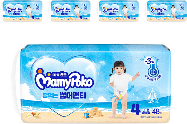 마미포코 땀먹는 썸머팬티 기저귀 여아용, 4단계, 240매