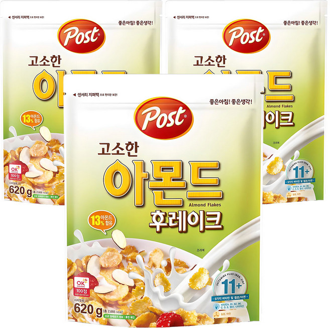 포스트 아몬드후레이크620g, 620g, 3개