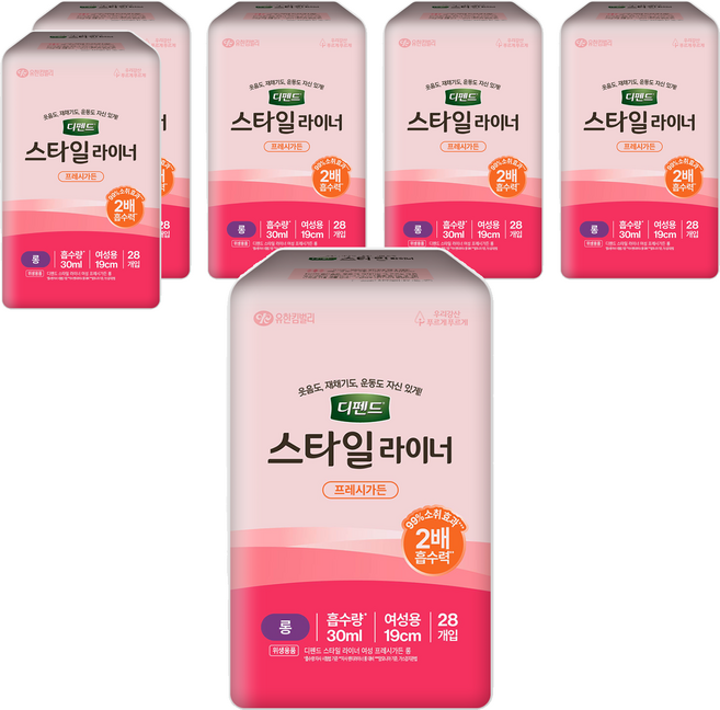 디펜드 여성용 요실금 스타일 라이너 프레시가든향, FREE(onesize), 28매입, 6개