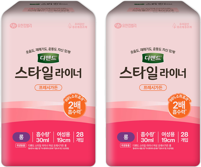 디펜드 여성용 요실금 스타일 라이너 프레시가든향, FREE(onesize), 28매입, 2개