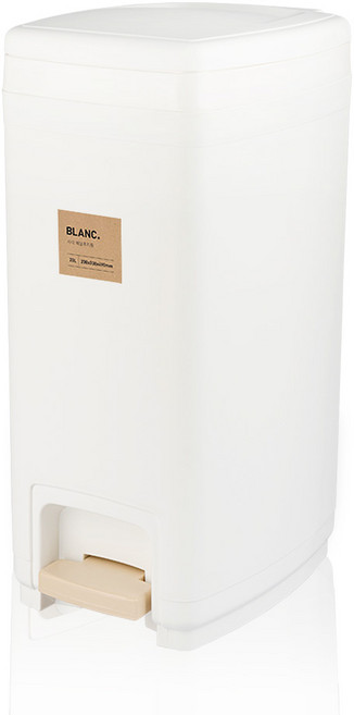 블랑오브제 블랑 사각 페달 휴지통 20L, 화이트 + 베이지