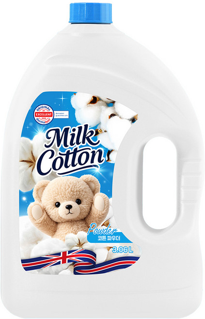 밀크코튼 섬유유연제 파우더 코튼 파우더향 본품, 3.06L, 1개