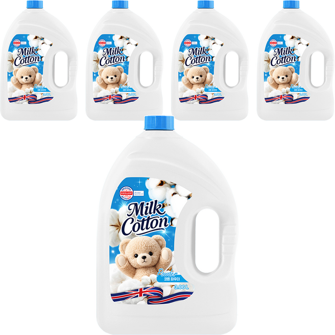 밀크코튼 섬유유연제 파우더 코튼 파우더향 본품, 5개, 3.06L