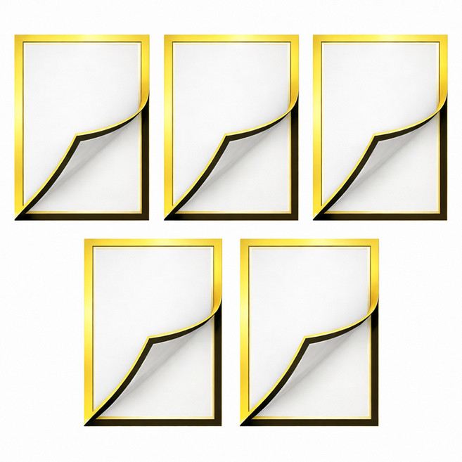 앞날창창 부착식 무타공 a4 자석 게시판 액자, 5개, 옐로우