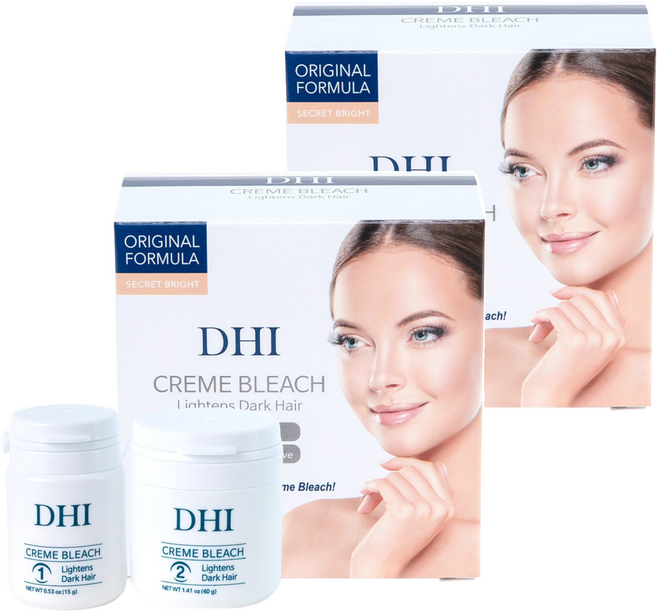 디에이치아이 크림블리치 헤어 눈썹 인중 염색 셀프 탈색제 1제 15g + 2제 40g 세트, 2세트