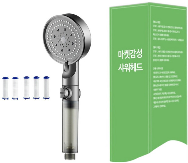 마켓감성 6단 필터샤워기 + 필터 5p 세트, 타입2, 1세트