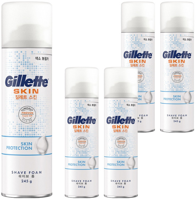 질레트 스킨텍 쉐이빙 폼, 245g, 5개