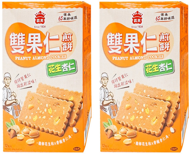 義美 雙果仁煎餅 花生杏仁, 240g, 2盒