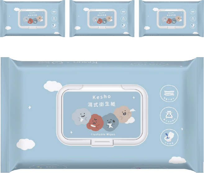 KeSHO 溼式衛生紙 藍色, 1入, 4包