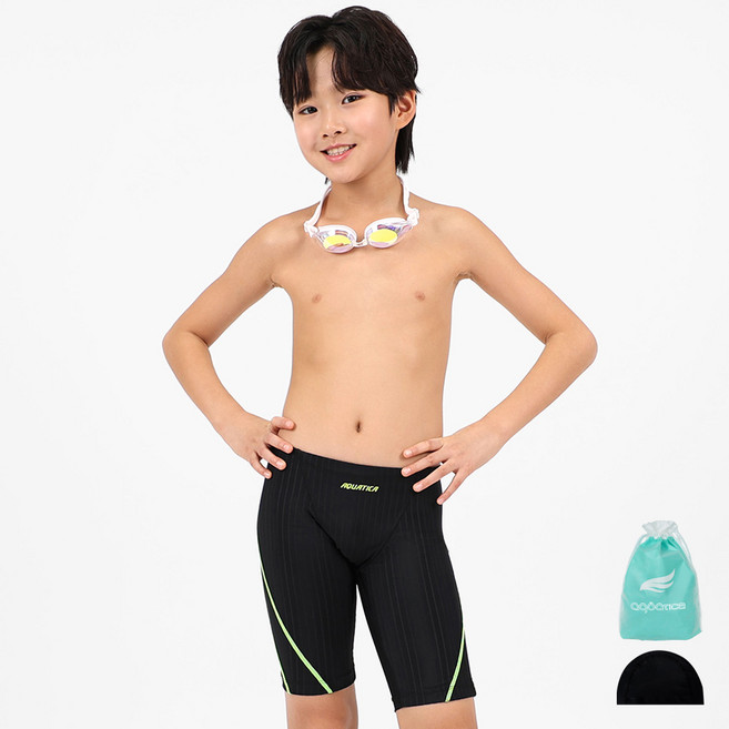 아쿠아티카 남아용 실내 수영복 + 스판 수모 + 비닐백 세트 AQAJB494