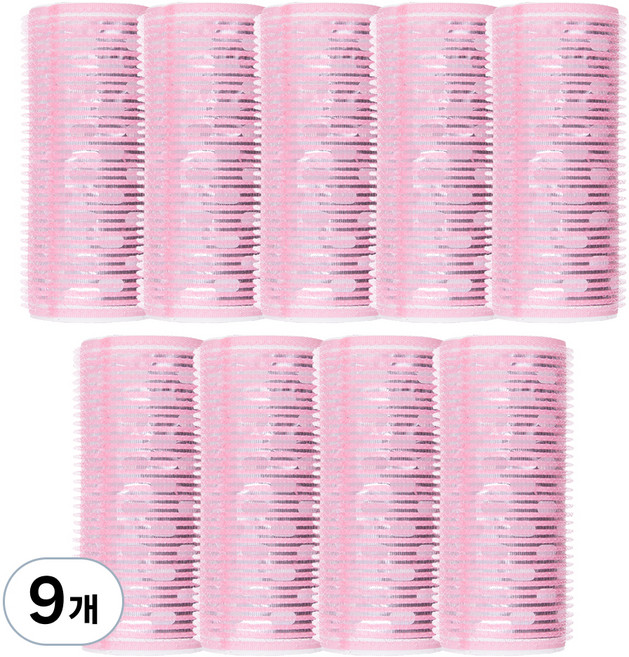 ELLE PARIS 열전도 헤어 앞머리 구르프 긴형 대 (105 x 42 mm), 9개, 핑크