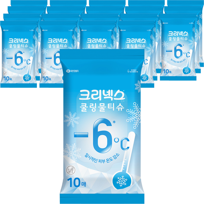 크리넥스 쿨링 물티슈 휴대형, 45g, 10매, 20개