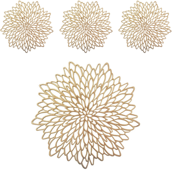 푸코 히비스커스 테이블매트, 골드, 38 x 38 cm, 4개