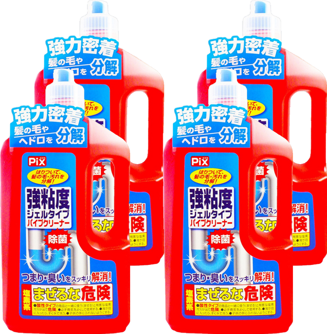 Pix 強黏度凝狀水管清潔劑, 4瓶