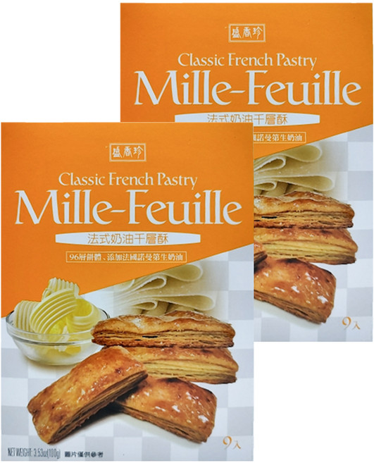 盛香珍 法式奶油千層酥 9入, 100g, 2盒
