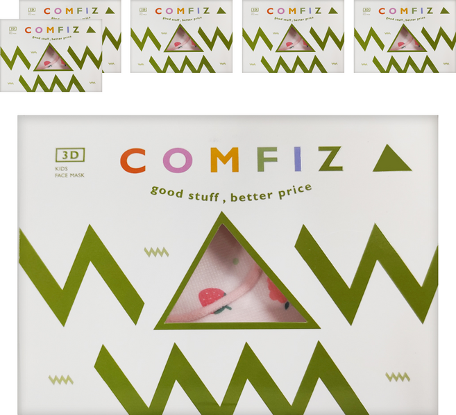 COMFIZ 康菲 大童3D醫療口罩 7-12歲 草莓甜不甜, 30片, 6盒, 草莓甜不甜 粉色 + 紅色
