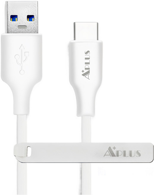 Aplus USB-A to Type-C 快充拉絲傳輸線 2M 高達3.1A充電, 白色, 1個
