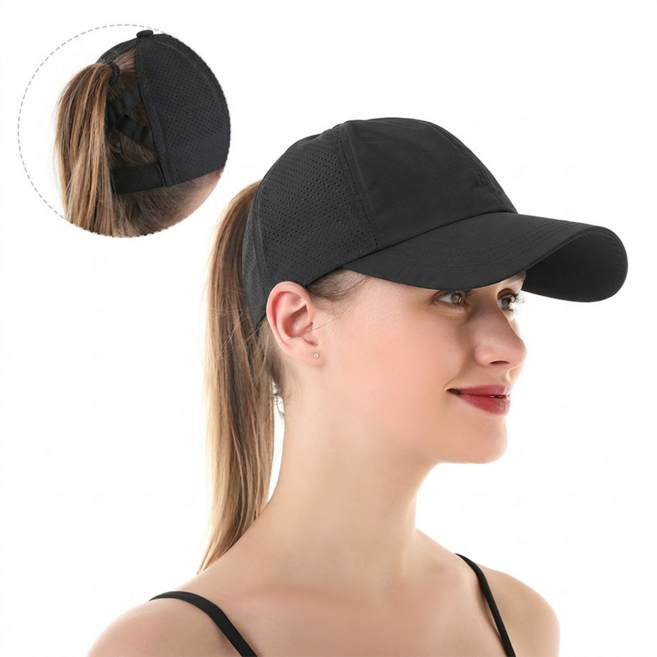 PAL-E 여성용 스포츠 모자, 블랙, 1개