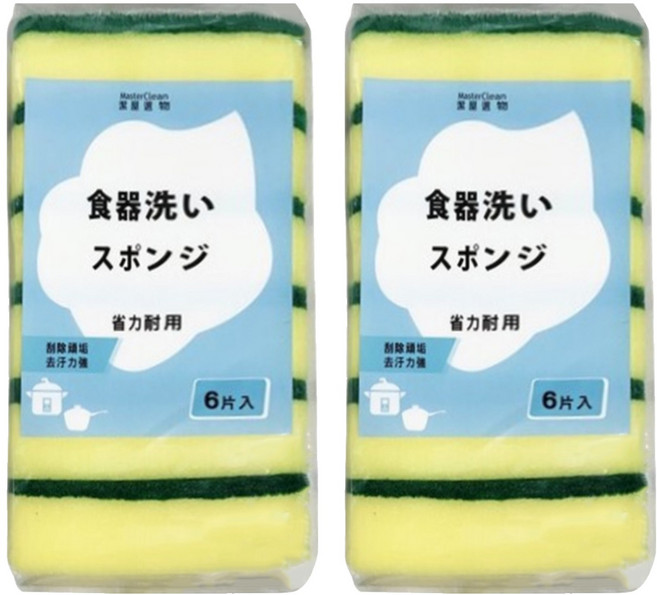 Master Clean 潔屋選物 多用途菜瓜布海綿 11 x 7 x 3cm, 6片, 2包