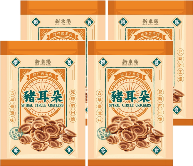 新東陽 豬耳朵餅乾, 120g, 4包