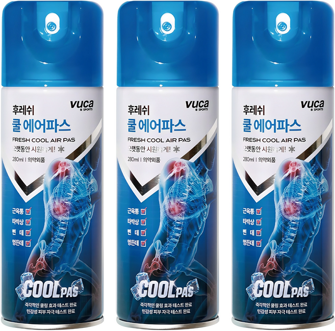 뷰카 후레쉬 쿨 에어 파스 스프레이, 1개입, 3개