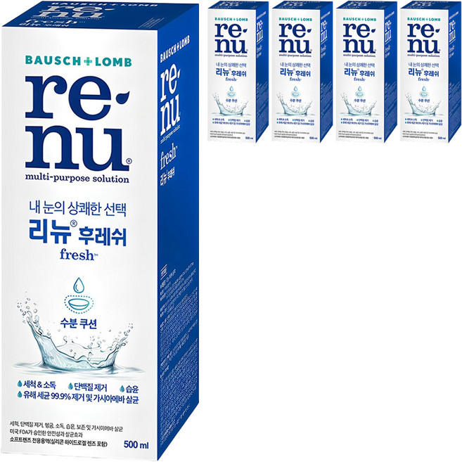 리뉴 후레쉬 렌즈 세정액, 500ml, 5개