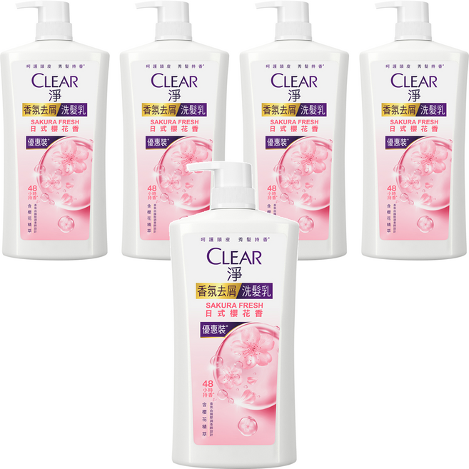 CLEAR 淨 頭皮護理洗髮乳 櫻花香, 1.2kg, 5瓶