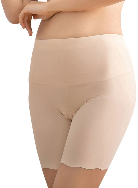 冰絲涼感無痕收腹安全褲 中腰 膚色 90% 錦綸 10% 氨綸 底部:棉 均碼 (45~65KG適穿) 一組2入