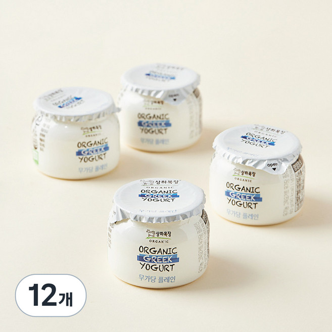 상하목장 유기농 그릭요거트 무가당 플레인, 80g, 12개