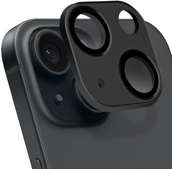 아이몰 아이폰 카메라 렌즈 빛번짐 방지 일체형 풀커버 강화유리 메탈 보호필름 블랙, 1개