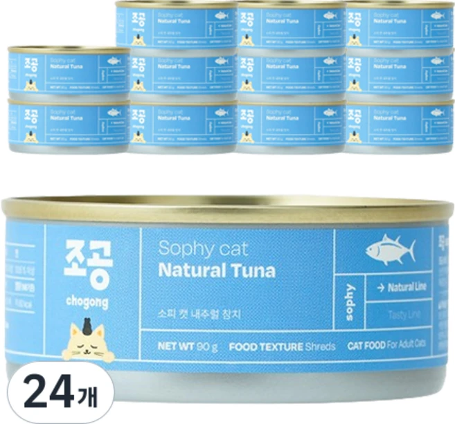 조공 어덜트 소피 캣 내추럴 습식캔, 참치, 90g, 24개 - 쿠팡