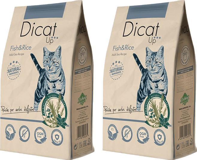 Dicat Up 成貓用 烘培益生 貓糧, 多種魚 + 米, 300g, 2包