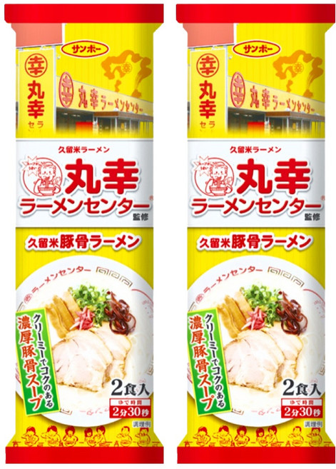 Sanpo 三寶 久留米丸幸拉麵中心監修棒狀豚骨風味拉麵 2人份 199.4g, 2組