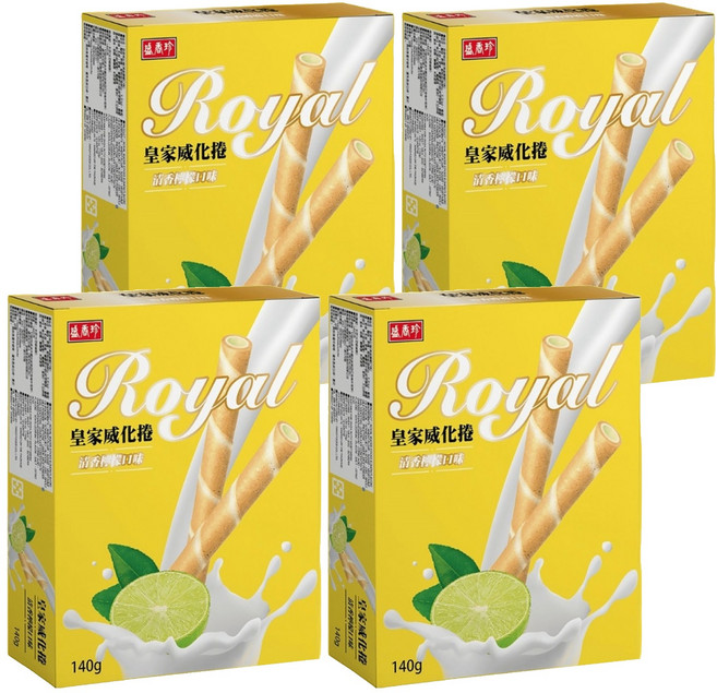 盛香珍 皇家威化捲 清香檸檬, 140g, 4盒