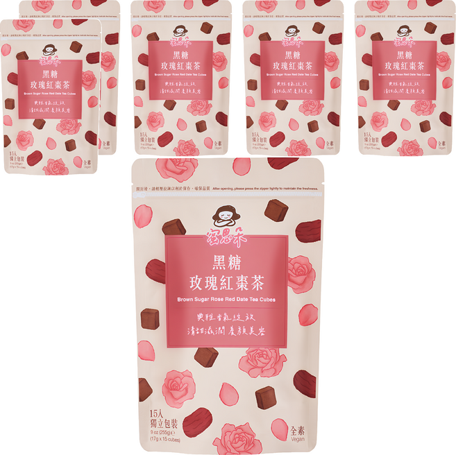 蜜思朵 黑糖玫瑰紅棗茶, 6個, 15個裝, 17g