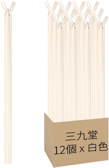 三九堂 隱形拉鍊 10吋, 12個, 白色