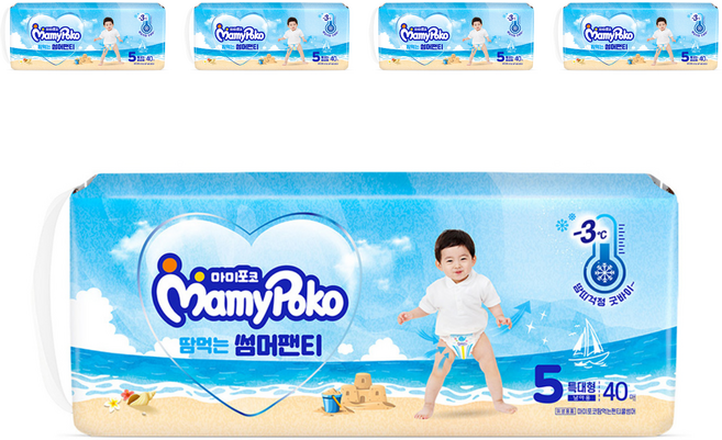 마미포코 땀먹는 썸머팬티 기저귀 남아용, 특대형(XL), 200매